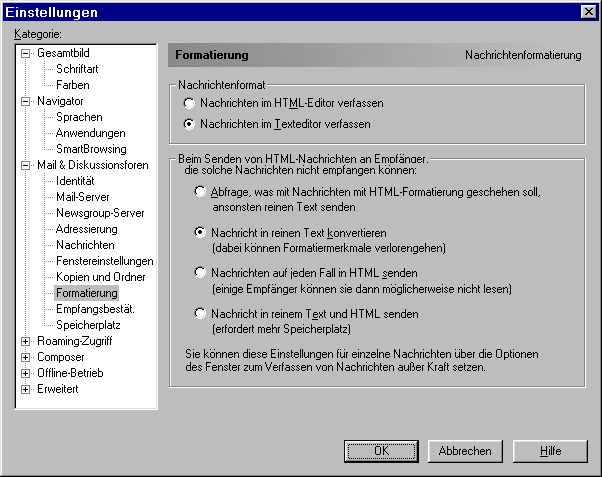 Formatierung